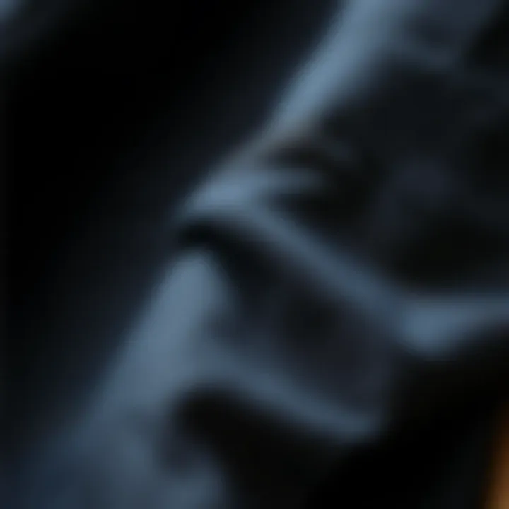 Close-up of the fabric texture of black linen pants showcasing its quality