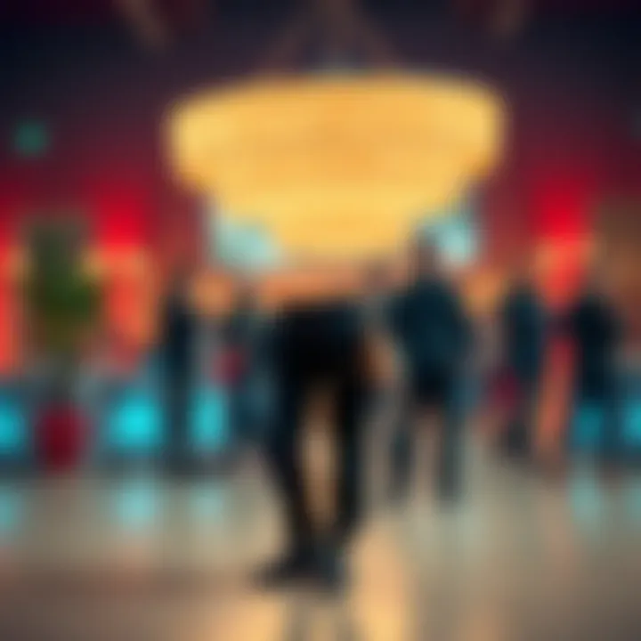 Black jogger pants showcased in a chic event setting