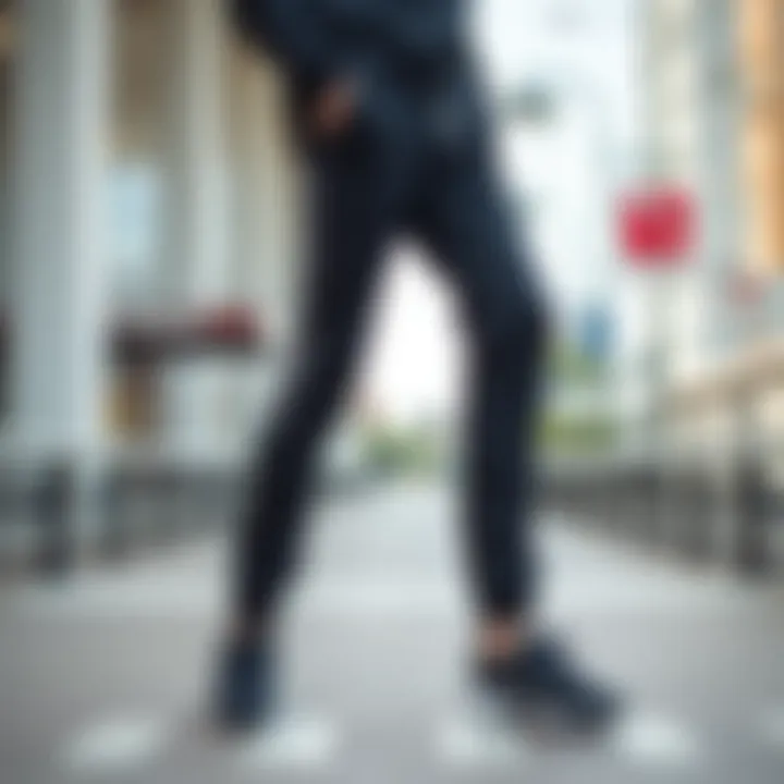 Stylish black jogger pants displayed in a modern urban setting
