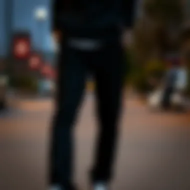 Casual black pants look with hoodie