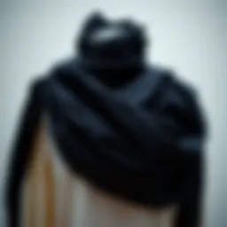 Elegant black chiffon scarf draped gracefully