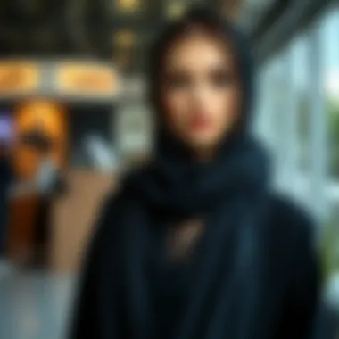 Modern Fashion with Black Chiffon Fashionable black chiffon scarf in a modern setting