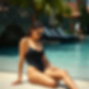 Comfortable black swimwear suitable for beach activities