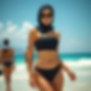 Diverse designs of black modest swimwear