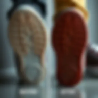 Before and after comparison of sneaker soles