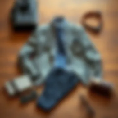 Elevate Your Style with Accessories for Sport Slim Fit A fashionable combination of a sport slim fit suit with accessories showcased on a wooden surface