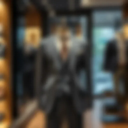 A stylish sport slim fit suit displayed on a mannequin in a modern boutique