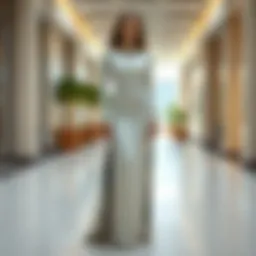Elegant sporty long dress displayed in a modern setting