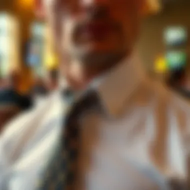 Stylish Tie Combination A stylish man wearing a tie with a unique tie clip at a formal event.