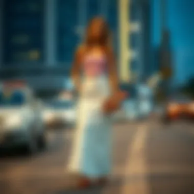 Trendy Street Style with Long White Denim Fashionable street style featuring a long white denim skirt paired with a trendy top