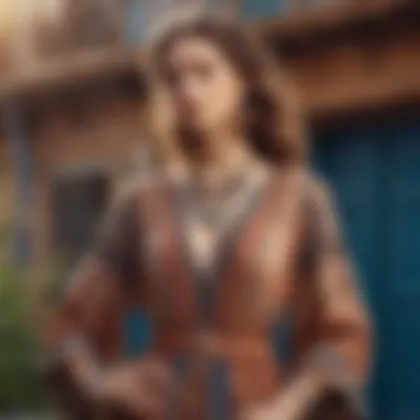 Bohemian Dress Styled with Trendy Accessories Stylish bohemian dress paired with trendy accessories