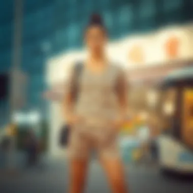 Stylish combination of patterned shorts and matching top