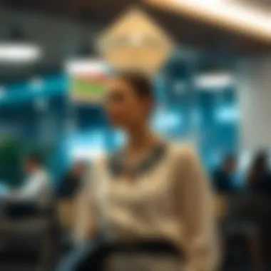Fashion Statement in a Trendy Environment Stylish individual wearing a stone-embellished blouse in a trendy setting