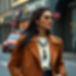 Elegant suede jacket paired with chic accessories