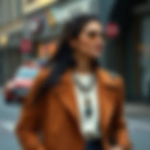 Elegant suede jacket paired with chic accessories