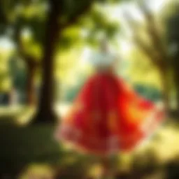 A vibrant summer skirt displayed in a sunlit park