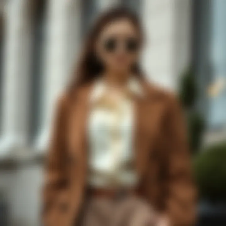 A sophisticated outfit featuring coffee milk color hues