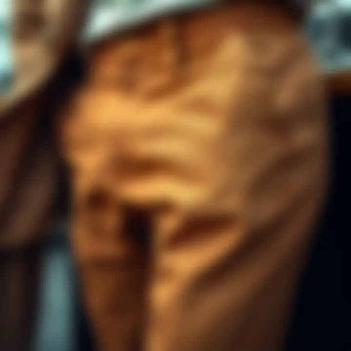 Different fabric options for tan trousers