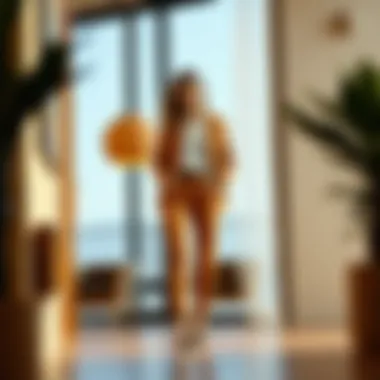 Stylish tan trousers in a modern setting