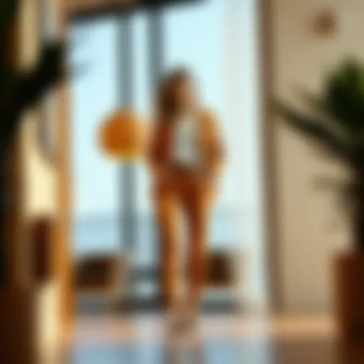 Stylish tan trousers in a modern setting