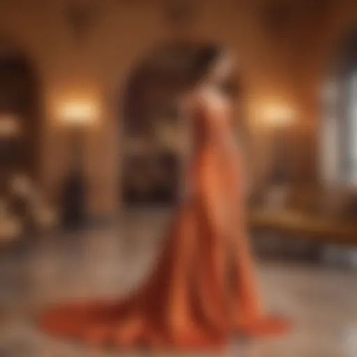 Elegant Taba colored dress displayed in a fashionable setting
