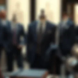 Elegant navy suit on display