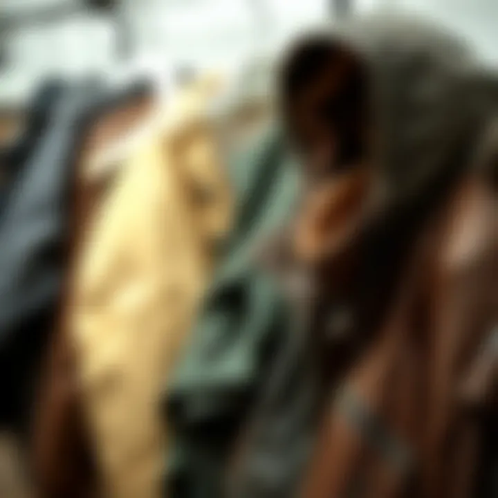 A collection of jackets in various materials and textures