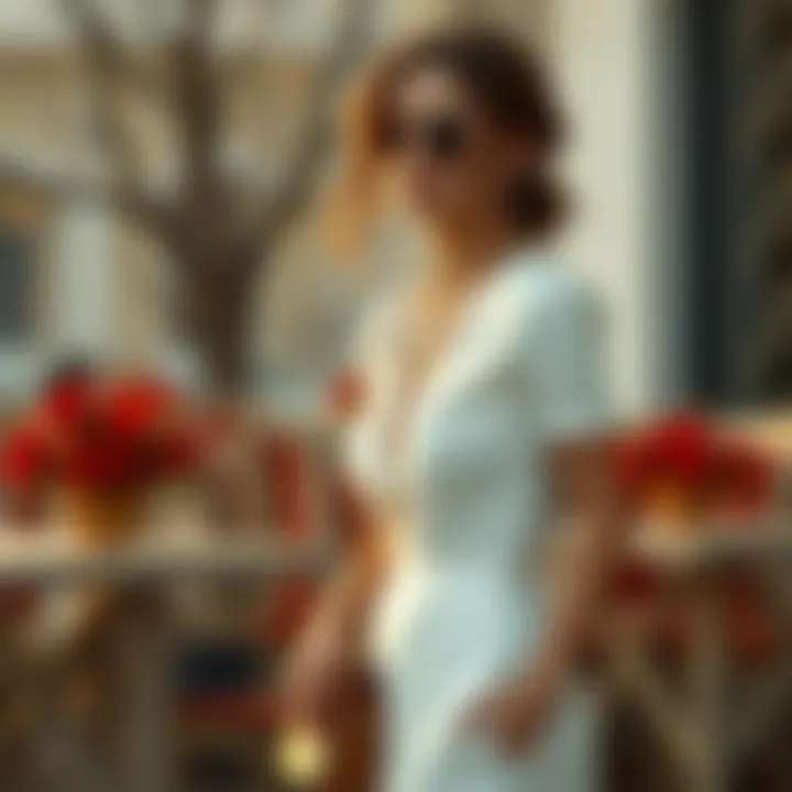 Stylish combination of the white fisto dress with seasonal accessories