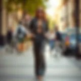 Chic outfit featuring wide-leg trousers and stylish accessories