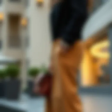 Creative accessories enhancing the wide-leg trousers look