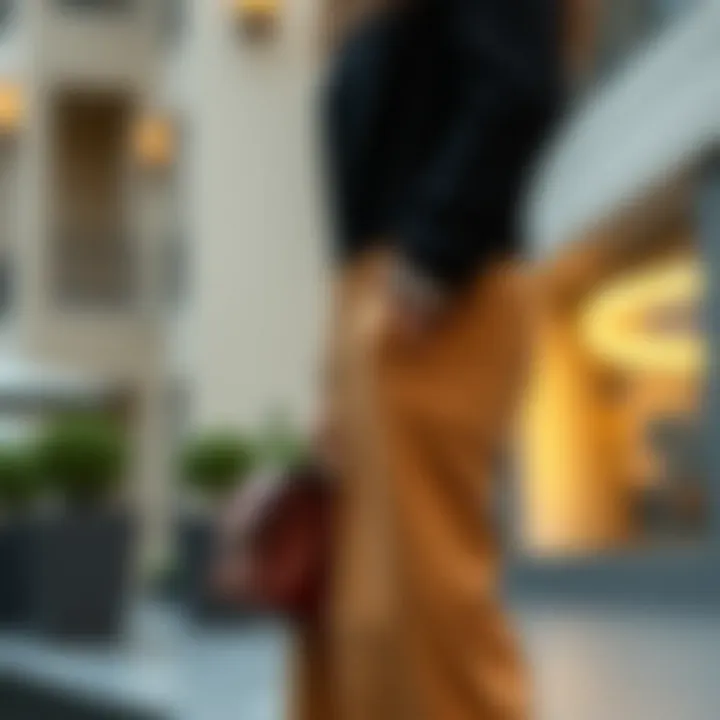 Creative accessories enhancing the wide-leg trousers look