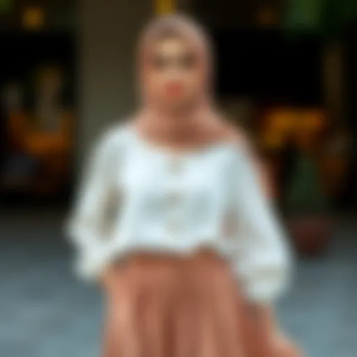 Elegant modest blouse paired with a flowing skirt
