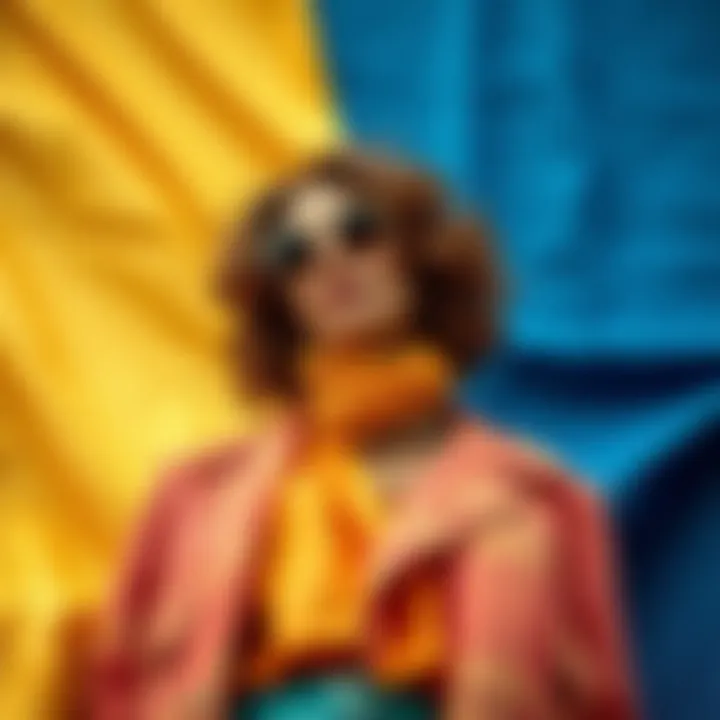 Colorful fabric textures complementing a chic outfit