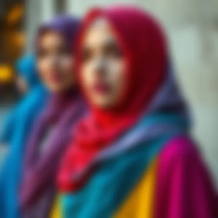 Modern interpretations of layered hijab dresses in vibrant colors
