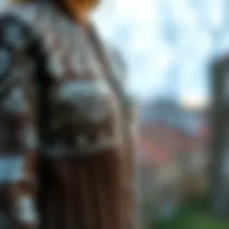 Elegant knitted cardigan showcasing intricate patterns and textures