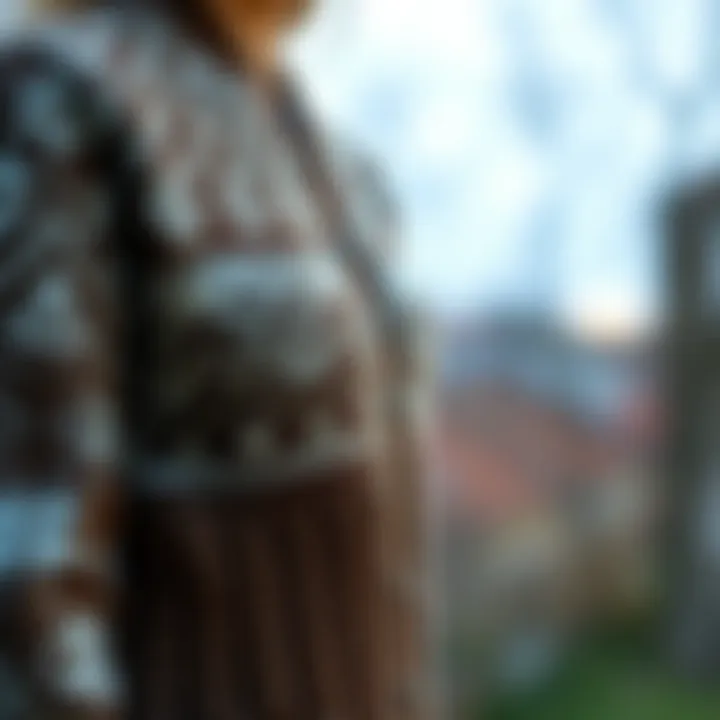 Elegant knitted cardigan showcasing intricate patterns and textures