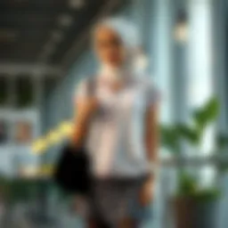 A stylish modest loose shirt showcased in a modern setting