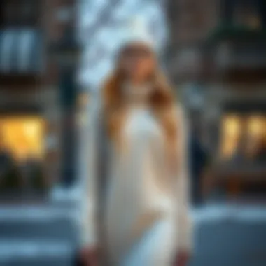 A cozy knitted dress paired with seasonal accessories.