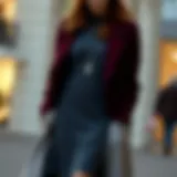 Elegant combination of a knitted dress with a stylish outer layer.