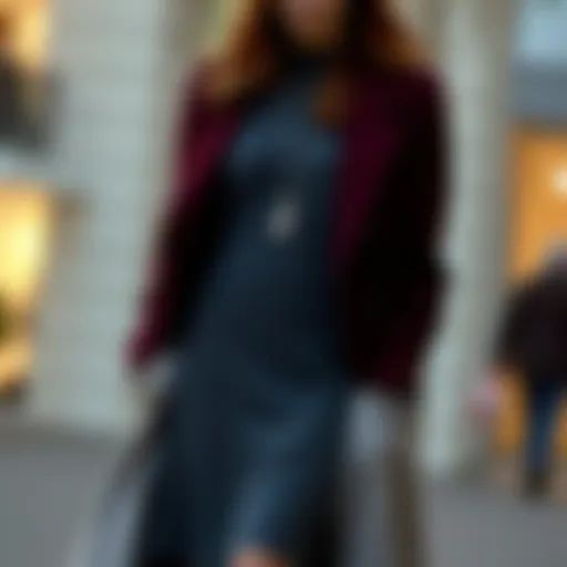 Elegant combination of a knitted dress with a stylish outer layer.