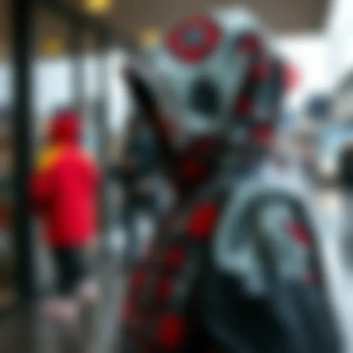 Fashionable raincoat design featuring unique patterns