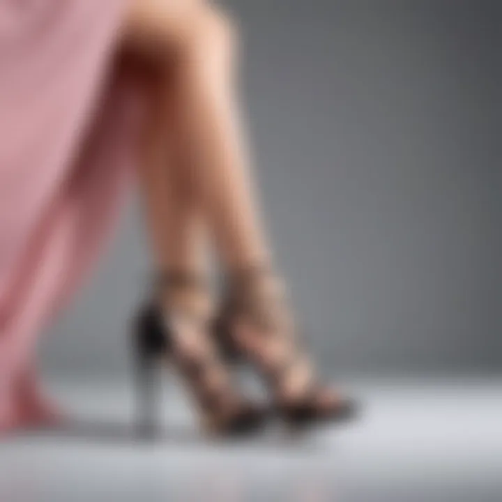 Elegant high-heeled shoes with straps