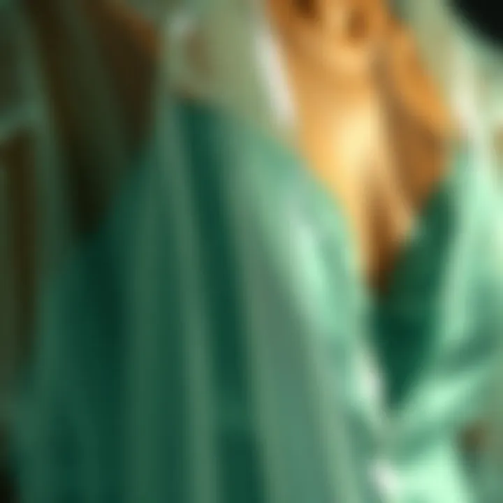 A close-up of the unique fabric of a transparent outerwear piece