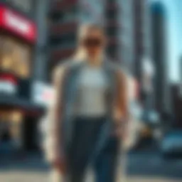 A stylish transparent coat showcased in an urban setting