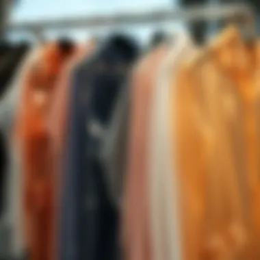 Different fabric textures of transparent raincoats showcased on a stylish rack