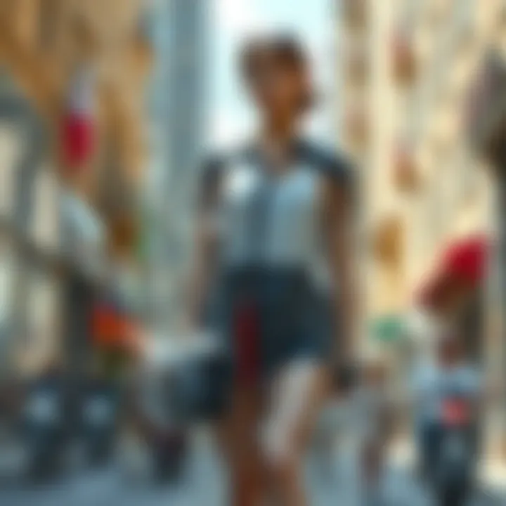 A stylish transparent raincoat displayed in a bright urban setting