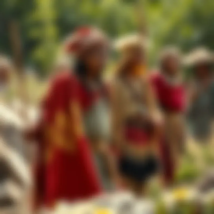 Historical representation of tribal clothing evolution