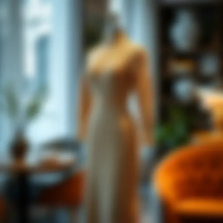 Elegant knitted dress displayed in a chic setting