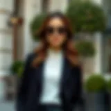 Elegant black knit trousers styled for a casual look