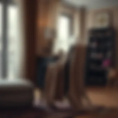 A cozy home environment featuring a long cardigan draped over a chair